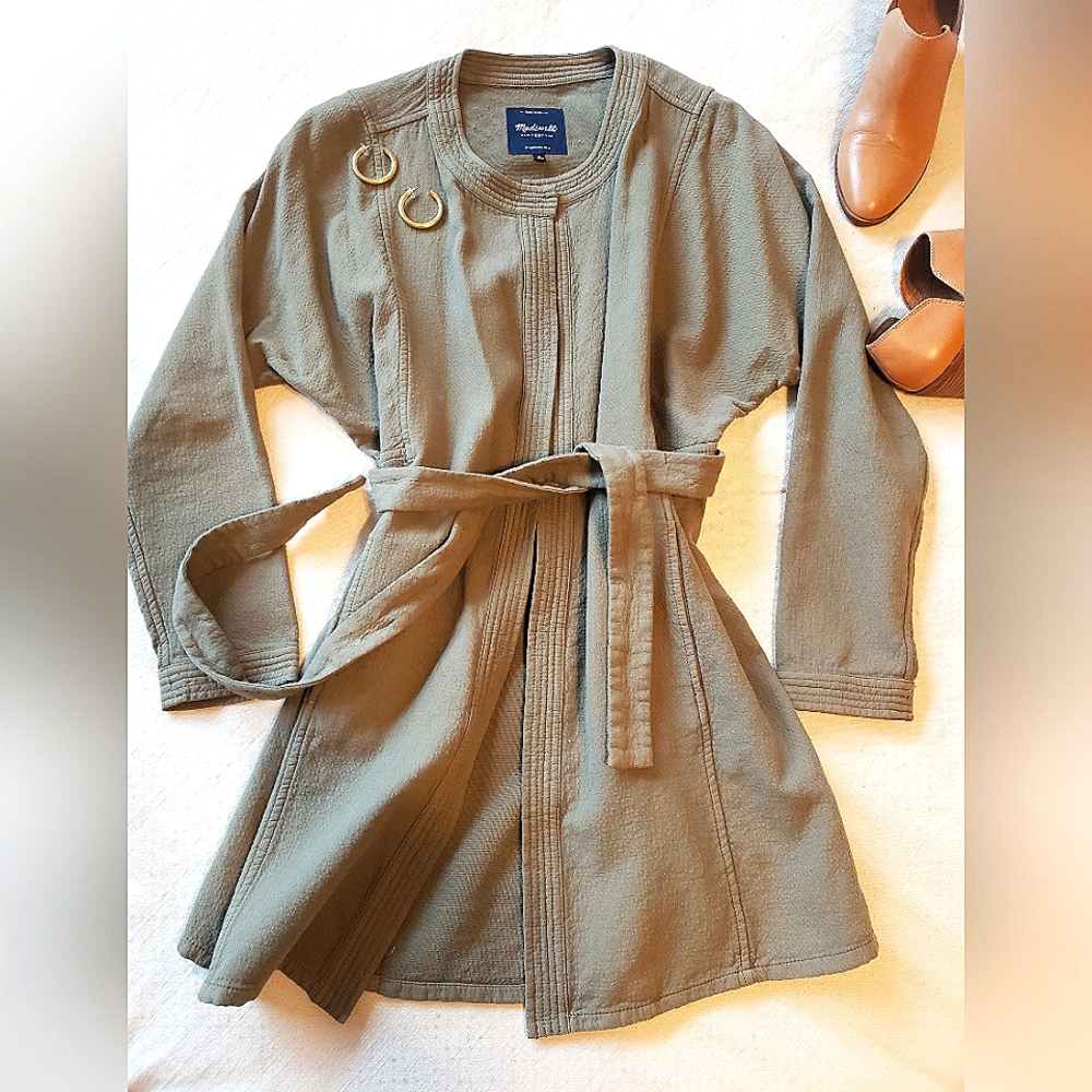 Madewell | Stich-edge Duster Jacket | Military/Olive Green | Size Small